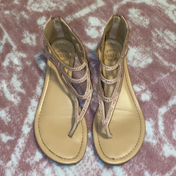 Dolce Mojo Moxy Size 9 tan sandal with bronze sequin - Picture 1 of 6